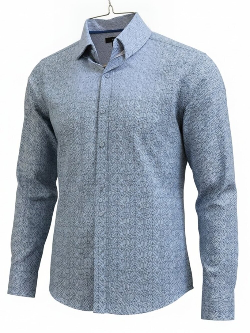 Alfani Stretch Button-up Shirt - Size Small - Blue Fog